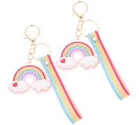 2 Pièces Porte-clés Arc-en-ciel Dessin Animé en Métal Silicone