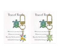 2 Pièces Porte-Clés avec Petite Tortue, avec Cartes De Vœux De Bénédiction, Étiquettes De Sac À Dos De Voyage, Cadeaux pour Les Voyageurs, Adaptés Aux Amis Et À La Famille.