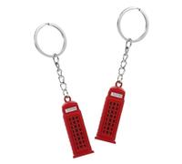 2 Pièces Porte-clés Cabine Téléphonique Rouge en Alliage de Zinc