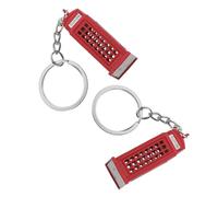 2 Pièces Porte-clés Cabine Téléphonique Rouge en Alliage de Zinc