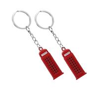 2 Pièces Porte-clés Cabine Téléphonique Rouge en Alliage de Zinc