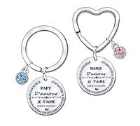 2 Pièces Porte-clés Cadeau Mamie Papy - Idée Cadeau Grand-Parents pour Noël, Fête Des Grands-Mères, Anniversaire - Meilleur Mamie & Papy Du Monde