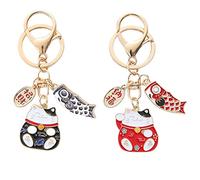 2 Pièces Porte-Clés Chat Porte-Bonheur, Porte-clés Forme Chat, Pendentif Chat Porte-Clés, pour Décoration Porte-clés, Sac Ornements, Amoureux Chats Cadeau