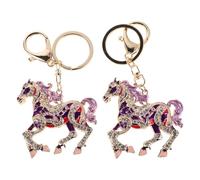 2 Pièces Porte-clés Cheval Orné de Cristaux, Pendentif | Émail Coloré, Style Fait Main, Léger et Compact, pour Clés de Voiture, Fête Chinoise du Zodiaque