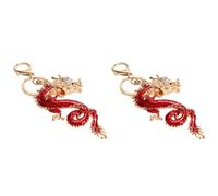 2 Pièces Porte-clés Dragon Chinois, Pendentif Porte-bonheur Dragon (longueur 6 cm) pour Sac à Main de Voiture (rouge)