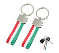 2 Pièces Porte-clés Drapeau de l'Italie, Porte Clef Italie Ceinture Tissée Accessoire Mode avec Anneau Métallique Pas Facile à Casser Antirouille et Ne Se Décolore Pour Hommes et Femmes