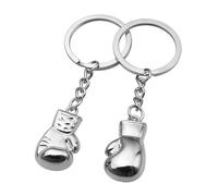 2 Pièces Porte-clés Gant Miniature Mixte, Homme Femme Pendentif Fantaisie Gant de Boxe Pollissage Cool Rock Punk Biker Couleur Argent en Acier Inoxydable Cadeau Cadeau fete des peres