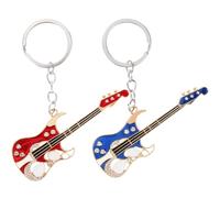 2 Pièces Porte-clés Guitare en Alliage de Zinc, Pendentif