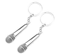 2 Pièces Porte-clés Microphone en Métal, Pendentif Décoratif | Forme Réaliste Élégante, Accessoire DIY pour Zips de Bagages ou Portefeuille, Idée Présent Soignée pour Amateurs de Musique