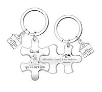 2 pièces Porte-clés pour Nouvelle Maison, CNYMANY Nouvelle Maison Nouvelles Aventures Cadeau de Pendaison de Crémaillère Décoration Bijoux Porte-clés pour Nouveau Propriétaire Épouse Mari Amoureux (3)