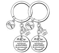 2 pièces Porte-clés pour Nouvelle Maison, CNYMANY Nouvelle Maison Nouvelles Aventures Cadeau de Pendaison de Crémaillère Décoration Bijoux Porte-clés pour Nouveau Propriétaire Épouse Mari Amoureux (1)