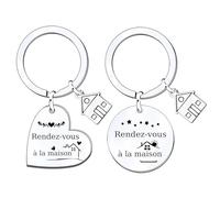 2 pièces Porte-clés pour Nouvelle Maison, CNYMANY Nouvelle Maison Nouvelles Aventures Cadeau de Pendaison de Crémaillère Décoration Bijoux Porte-clés pour Nouveau Propriétaire Épouse Mari Amoureux (2)