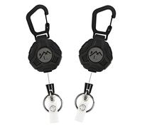 2 Pièces Porte-clés Rétractable Enrouleur, Porte badge mousqueton robuste Yoyo, bobine de badge d'identité tactique avec cordon rétractable en acier de 70cm, porte-cartes clés, Traction 8.6 oz