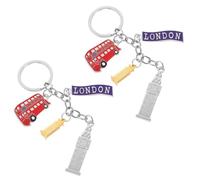 2 Pièces Porte-clés Style Anglais, Alliage de Zinc | Thème Britannique, Finition Lisse et Robuste, Léger et Compact, pour Paquet à Dos et Anneaux