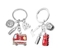 2 Pièces Porte-Clés sur Le Thème De La Lutte Contre L'Incendie, Porte-Clés avec Casque D'Extincteur, Charme De Sac À Dos D'Incendie, Cadeaux De Sécurité.