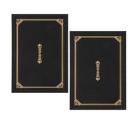 2 Pièces Porte-diplôme A4 Noir en Papier Épais, Bords Renforcés | Design Bordure et Face Distincte, Finition Élégante et Formelle, pour Diplômes et Certificats D’honneur