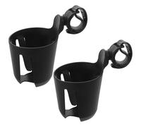 2 Pièces Porte-gobelet pour Poussette, Clip Amovible Pp Noir | Fixation Rapide, du Bruit, Organiseur Boisson, pour Guidons de Poussette et Wagons, Noir