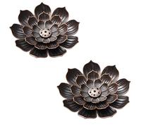 2 Pièces Porte-Lotus en Laiton Porte-Encens de Lotus en Bâton Brûleur d'Encens à Cône avec Capteur de Cendres de Thé (Or et Laiton Antique)