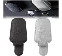2 Pièces Porte Lunettes pour Voiture, Cuir Clip de Support de Lunettes de Visière de Voiture, pour Lunettes de Soleil Carte Ticket, Magnétique Support Lunettes pour Voiture Pare-soleil Accessoires