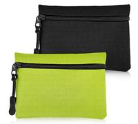 2 Pièces Porte-Monnaie Oxford - Pochette à Fermeture Éclair en Tissu, Mini Format Portable pour Femmes, Hommes, Fille, Garçon (Noir + Vert)