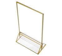 2 Pièces Porte-panneau en Acrylique à Bord Doré, Présentoir | Insertion Facile des Feuilles, Affichage Net, Usage sur Table pour Cafés, Événements et Cartes D'informations