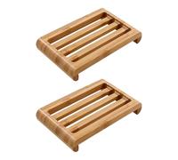 2 Pièces Porte-savonnette en Bambou Égouttoir, Surface Concave | Texture Fine, Léger et Couleur Kaki, pour Salle de Bain et Usage Domestique Quotidien