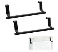 2 Pièces Porte Torchon Cuisine Noir, 23cm Porte Serviette Cuisine sans Percage, Accroche Torchon Cuisine en Acier Inoxydable pour Porte de Placard