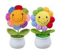 2 Pièces Positivité Cadeau Femme Tournesol, Tournesol Positif, Tournesols En Laine Tricotés Créatifs, Plantes En Pot Multicolores, pour Offrir à Des Amis Lors De Fêtes Ou d'Anniversaires Idéales