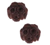 2 Pièces Postiche Chignon Fleur Marron en Fibre Haute Température | Ajoute Volume et Densité, Forme Fleur Élégante, Accessoire Coiffure Pratique, Usage Quotidien Féminin