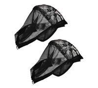 2 Pièces Postiche Filet Couvre-chef Élastique en Tulle Noir