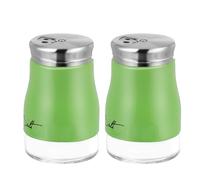 2 Pièces Pot à Épices en Verre avec Couvercle Inox, Vert