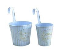 2 Pièces Pot de Fleur en Fer Pots de Fleurs Suspendus Seau en Métal Pot de Jardinière Petites Jardinières Suspendues Crochet Amovible Pots de Fleurs Balcon Succulent Panier (Bleu)