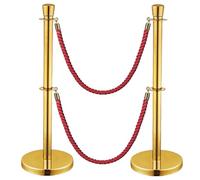 2 Pièces Poteau de Guidage Poteaux de Clôture Corde de Chanvre Robuste pour Commerces Hôtels Instituts de Beauté(Gold)