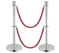 2 Pièces Poteau de Guidage Poteaux de Clôture Corde de Chanvre Robuste pour Commerces Hôtels Instituts de Beauté(Silver)