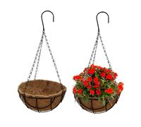 2 Pièces Pots à Suspendu en Métal avec Doublure en Coco, 25,4 cm Panier de Fleurs à Suspendre en Fibre de Coco avec Chaîne pour Jardin Porche Patio P-lante fleurs Intérieur Extérieur Décoration