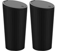 2 Pièces Poubelle Voiture avec Couvercle, Petite Poubelle de Voiture, Poubelle voiture interieur, Mini Auto Mülleimer, Peut en Plastique des Déchets avec Couvercle, für Auto, Zuhause, Küche (Noir)