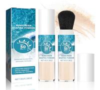 2 Pièces Poudre de Protection Solaire SPF 50 pour le Visage, Poudre Fixatrice de Protection Solaire Minérale, Poudre Libre avec Pinceau, Contrôle de L'huile, Translucide, Durable, Légère et Respirante