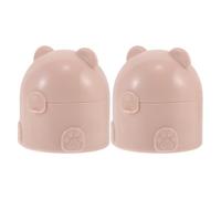 2 Pièces Poudrière Houppette Ours, Double Couche, PP Coton, Rose | Récipient à Poudre Vide, Application Douce et Nettoyage Facile, Protection L'humidité, pour Bébé