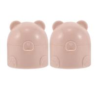 2 Pièces Poudrière Houppette Ours Rose à Double Couche | Poudre Corporelle, Usage en Voyage et Dehors, Format Portable, Lavable et Protection L’humidité