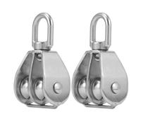 2 Pièces Poulie Double en Acier Inoxydable pour Levage, Argenté | Bloc à Câble pour Bateaux et Traction, Fonctionnement Souple, Design Stable, Usage Mécanique