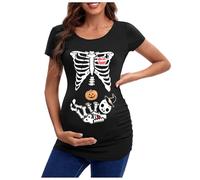 2 pièces pour femme élégante nouvelle tête squelette Halloween vêtements femmes enceintes top teasing européen et limite t-shirt top femme enceinte t-shirt lettres, or, M