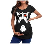 2 pièces pour femme élégante nouvelle tête squelette Halloween vêtements femmes enceintes top teasing européen et limite t-shirt top femme enceinte t-shirt lettres, Blanc., M