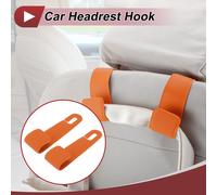 2 Pièces Pour Sacs À Main Et Sacs Crochet De Tête De Siège De Voiture Pour Sac À Main Sac D'Épicerie Crochet Organisateur Siège Arrière Voiture Cuir Synthétique Orange 16X4.4Cm