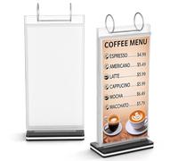 2 Pièces Présentoir à Menus Autoportant en Fer 6 Feuilles PVC pour Table | Format 8x4 Pouces, Design à Feuillets Transparents, Base Stable, Style Moderne pour Restaurant