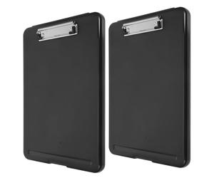 2 Pièces Presse-papiers A4 Noir avec Rangement, Pince Solide | PP et Métal, Poche Intérieure et Porte-stylo, Support Stable pour Écrire, Dessiner, Remplir des Formulaires