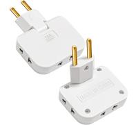 2 Pièces Prise Plate à 3 Trous,avec Fiche Pivotante à 180°,Adaptateur EU/USA 250 V/16 A,Répartiteur de Prises Portable,Léger et Compact,Peu Encombrant