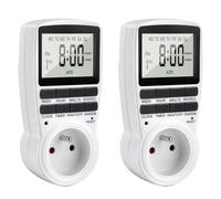 2 Pièces Programmateur Prise Electrique, Prise Programmable Minuteur Digitale avec 16 Programmes de Minuterie, Timer Numérique Rétroéclairée avec Mode Antivol & LCD, Prise avec Minuteur pour Appareils