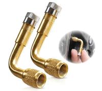 2 Pièces Prolongateurs de Valve 90 Degrés en Laiton, Rallonge de Valve Pneumatique, Adaptateur de Valve Coudé pour Valve Auto AV Schrader, Pneus Voiture, Moto, Vélo, Scooter, Remorque, Brouette