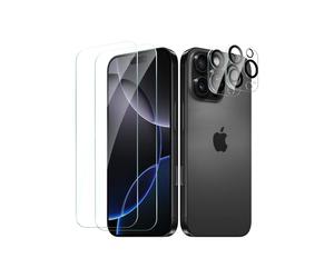 2 PIÈCES PROTECTION ÉCRAN VERRE TREMPÉ POUR IPHONE 16 PRO MAX AVEC 2 PIÈCES PROTECTEUR D'OBJECTIF DE CAMERA ARRIÈRE - TECHTA