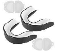 2 Pièces Protège Dent Boxe Professionnel pour Adultes, avec 2 Boîtiers de Transport Hygiéniques, pour Rugby et Sports de Combat, Boxe, MMA, Taekwondo - Couleur Noir et Blanc